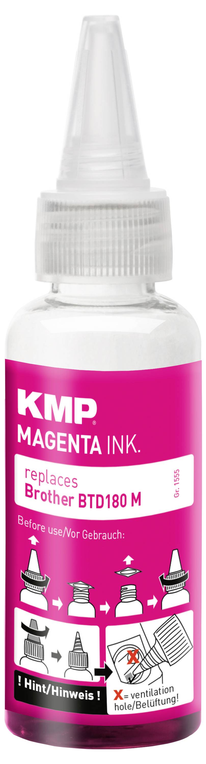 KMP Nachfülltinte ersetzt Brother BTD180M Kompatibel Magenta 50ml 1555,0006