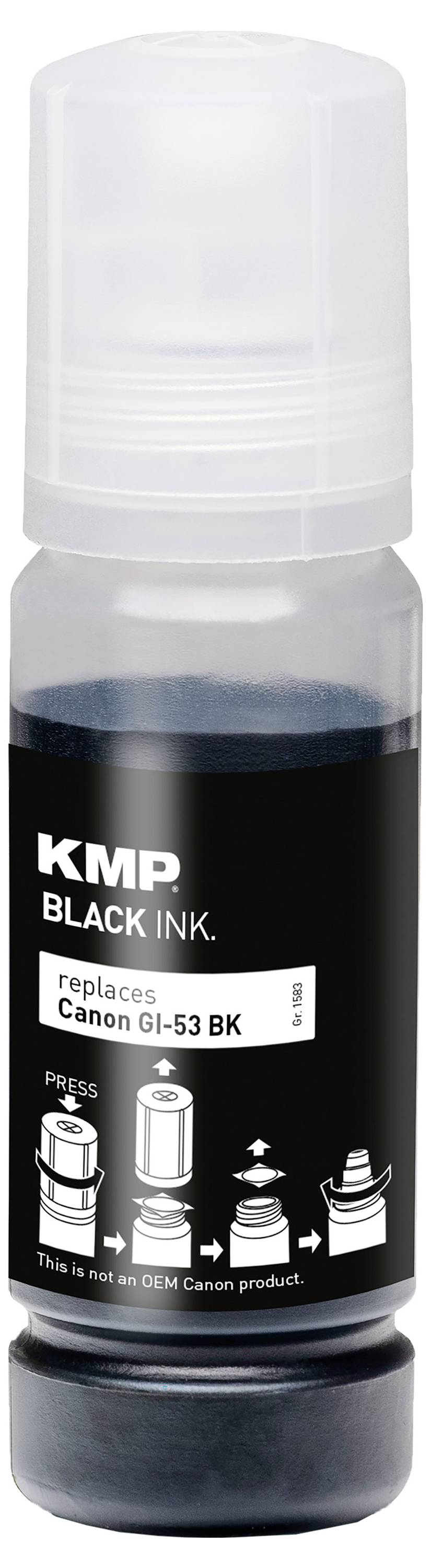 KMP Nachfülltinte ersetzt Canon GI53BK (4699C001) Kompatibel Schwarz 60ml 1583,0001