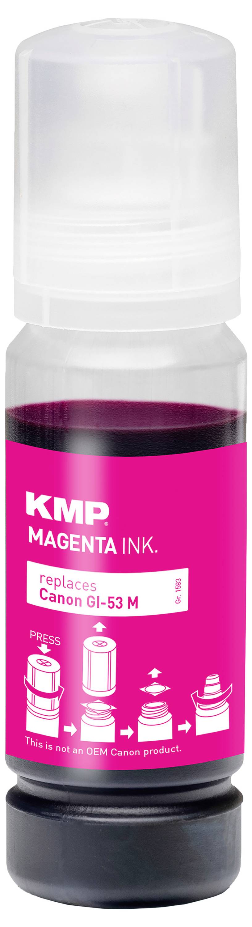 KMP Nachfülltinte ersetzt Canon GI53M (4681C001) Kompatibel Magenta 60ml 1583,0006