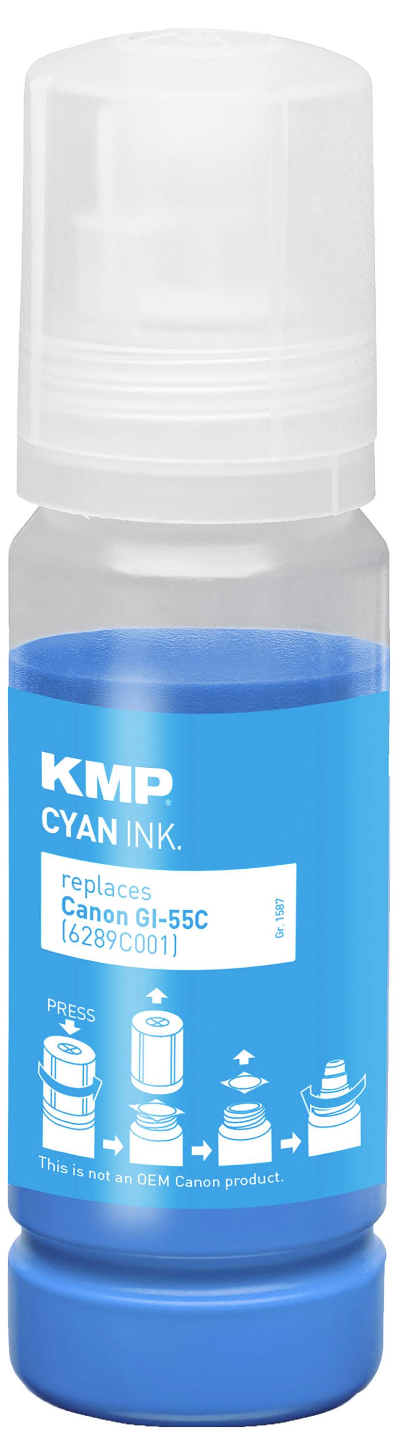 KMP Nachfülltinte ersetzt Canon GI55C (6289C001) Kompatibel Cyan 70ml 1587,5003