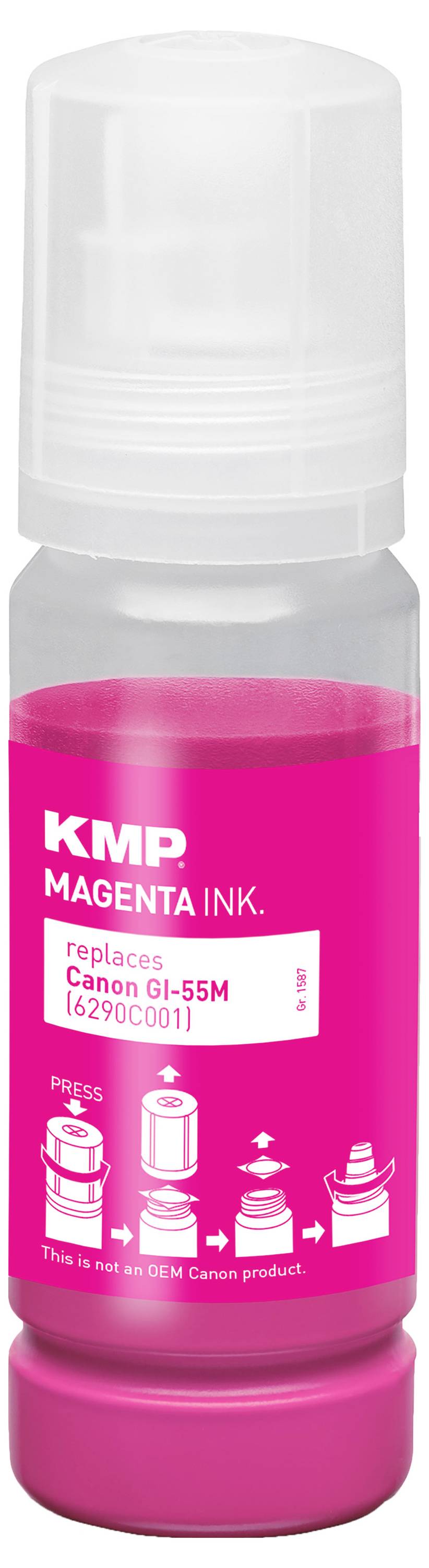 KMP Nachfülltinte ersetzt Canon GI55M (6290C001) Kompatibel Magenta 70ml 1587,5006