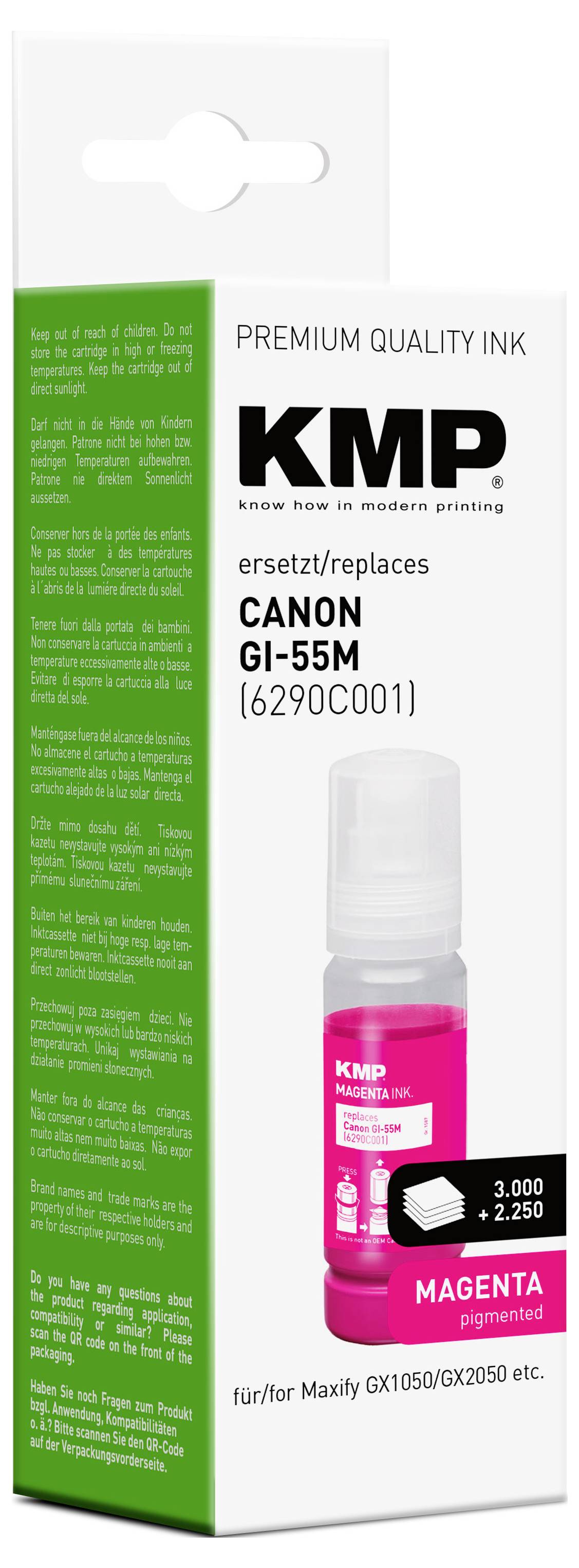 KMP Nachfülltinte ersetzt Canon GI55M (6290C001) Kompatibel Magenta 70ml 1587,5006