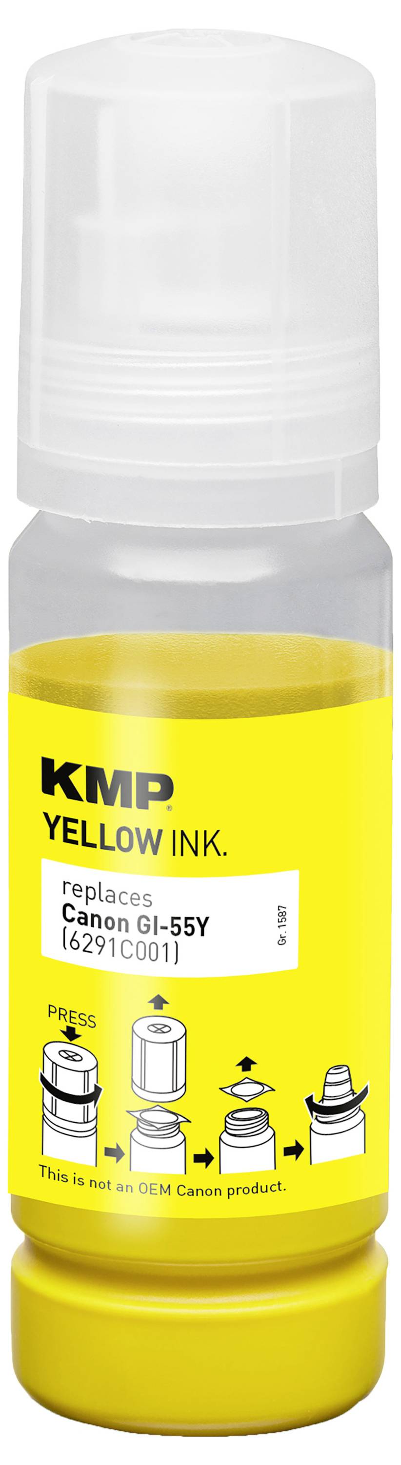 KMP Nachfülltinte ersetzt Canon GI55Y (6291C001) Kompatibel Gelb 70ml 1587,5009