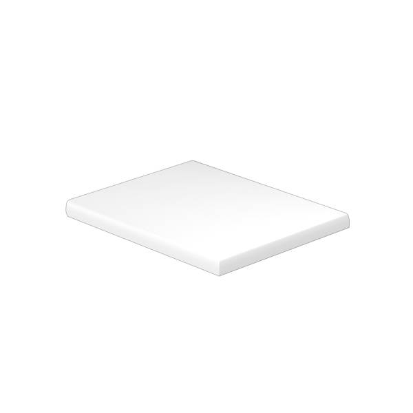 Eine weiße rechteckige Plattform oder Fliese in Perspektive auf weißem Hintergrund dargestellt.