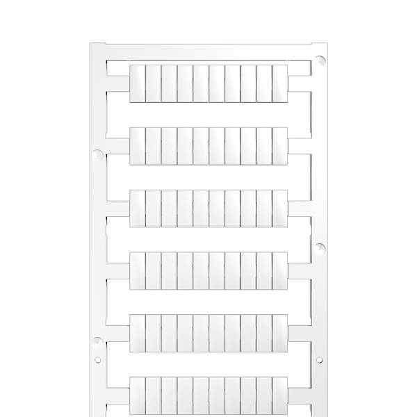Weißes rechteckiges Gitter mit gleichmäßig beabstandeten vertikalen Latten, das einer Belüftungsöffnung oder einem architektonischen Panel ähnelt.