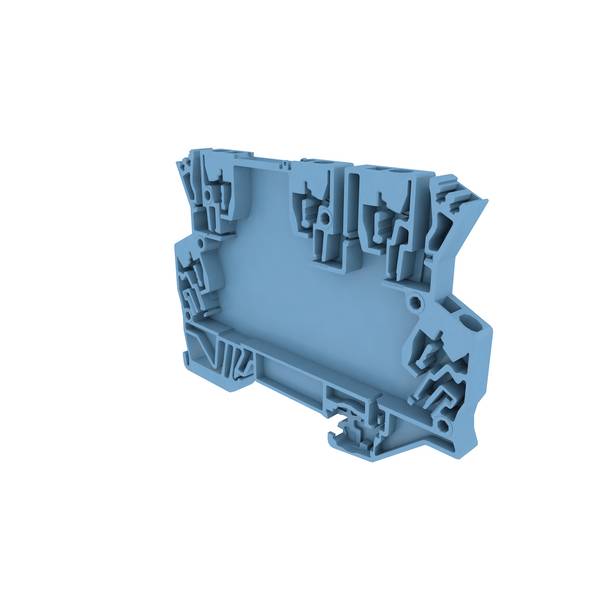 Blaues Ethernet-Netzwerkkabel mit RJ45-Steckern an beiden Enden, aufgerollt auf weißem Hintergrund.