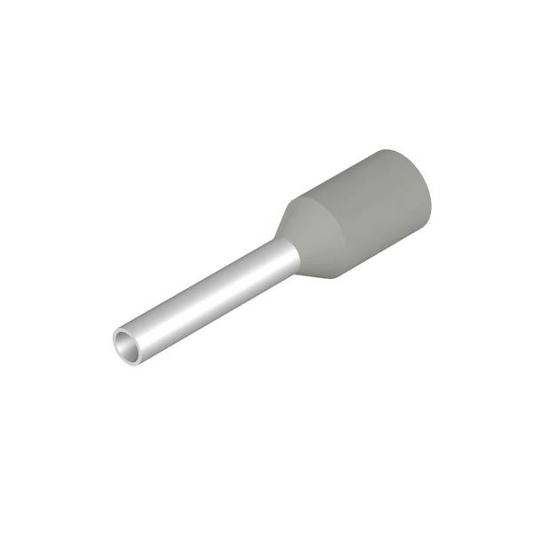 Grauer zylindrischer Ärmel mit silbernem Rohrverbinder auf weißem Hintergrund, dargestellt in einer einfachen 3D-Produktillustration.