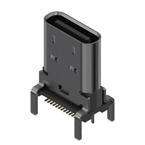 Leiterplattensteckverbinder USB-Buchse, Typ C, USB 3.1, 10 Gbit/s , SMD-Lötanschluss, Rolle Printbuchse, gewinkelt USB3.1C S1V
