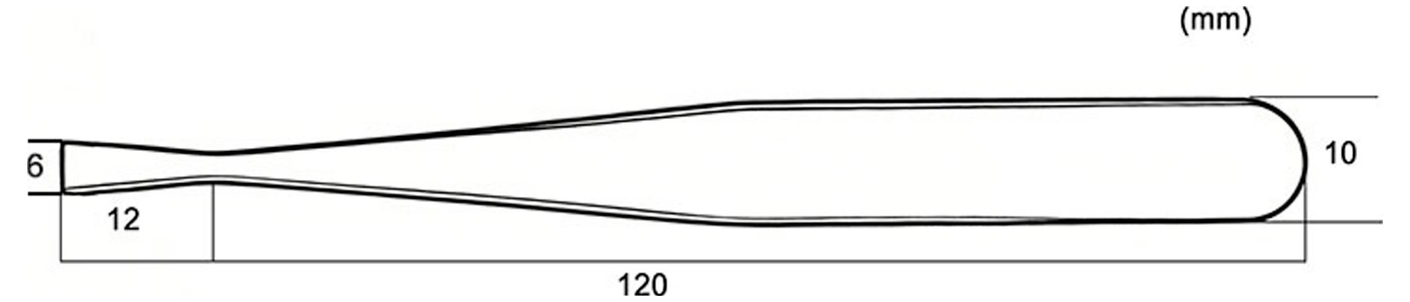 Seitenansicht eines verjüngten zylindrischen Teils mit beschrifteten Abmessungen 6 mm am linken Ende, 10 mm am rechten Ende und 120 mm Länge.