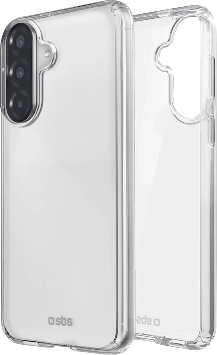 Transparente Schutzhandyhülle gezeigt von vorne und hinten, mit erhöhtem Kameraausschnitt und schlankem durchsichtigem Design