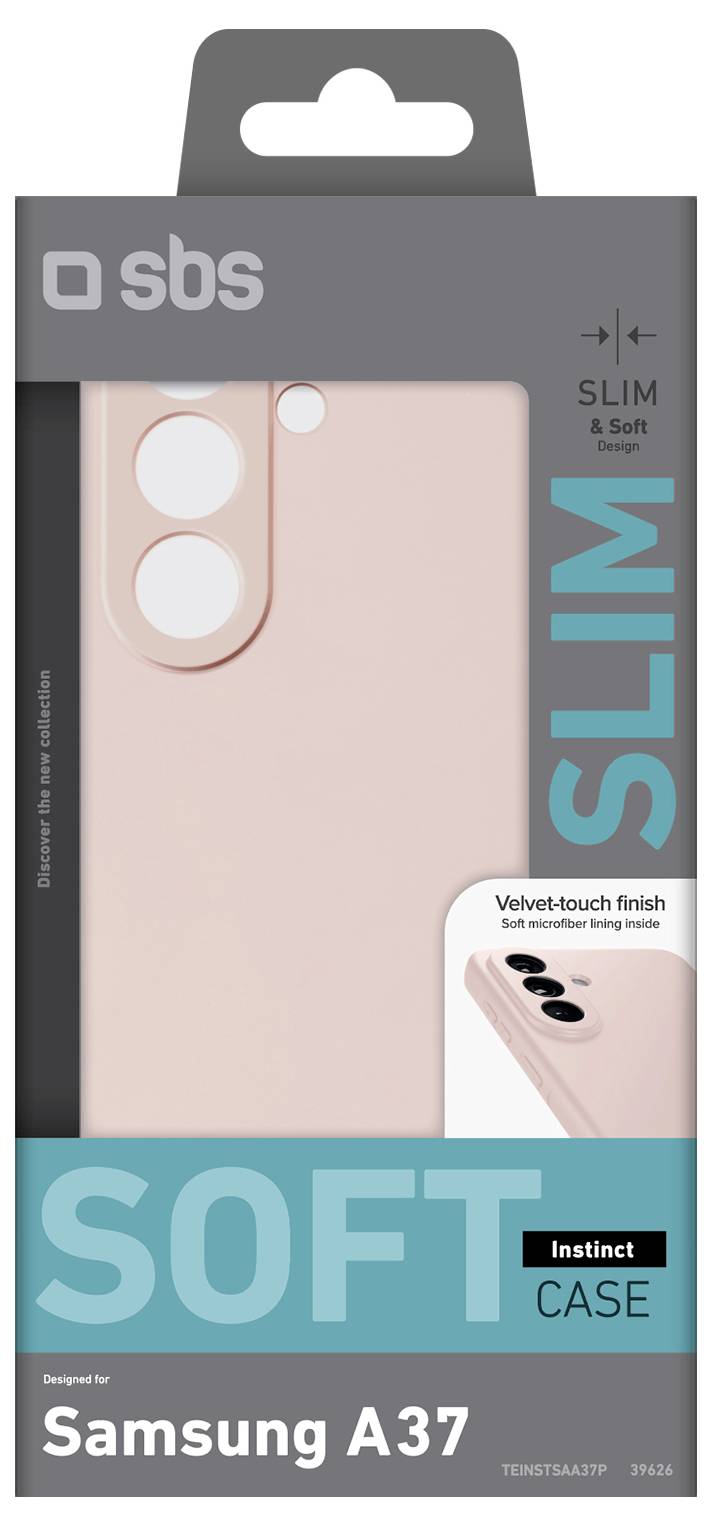 SBS Slim Soft Case für Samsung A37, Rosa mit samtiger Oberflächenbeschaffenheit, weiches internes Futter und schlankes Schutzdesign.