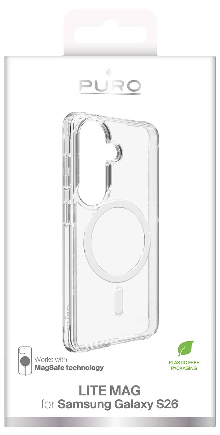 SBS Soft Case Instinct für Samsung S26+, schwarze schlanke Soft-Touch-Handyhülle in recycelbarer Verpackung mit Farb- und Wireless-Charge-Symbolen.