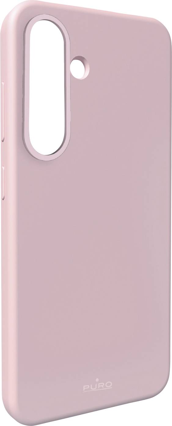 Rosa Smartphone-Schutzhülle von hinten gezeigt, mit großem vertikalem Kamera-Ausschnitt und kleiner runder Blitz-Öffnung oben in der Nähe.