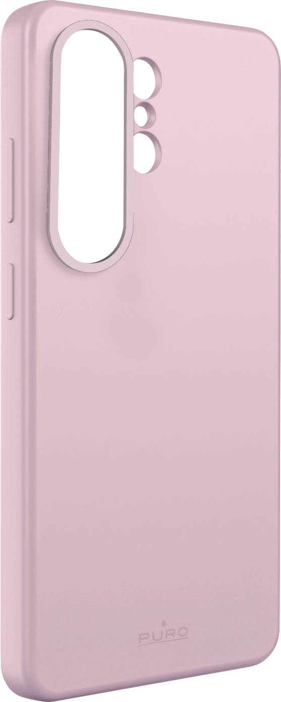 Rosa Smartphone-Hülle mit großem vertikalem Kameraausschnitt und drei kleineren Objektivöffnungen in der Nähe der Oberseite.