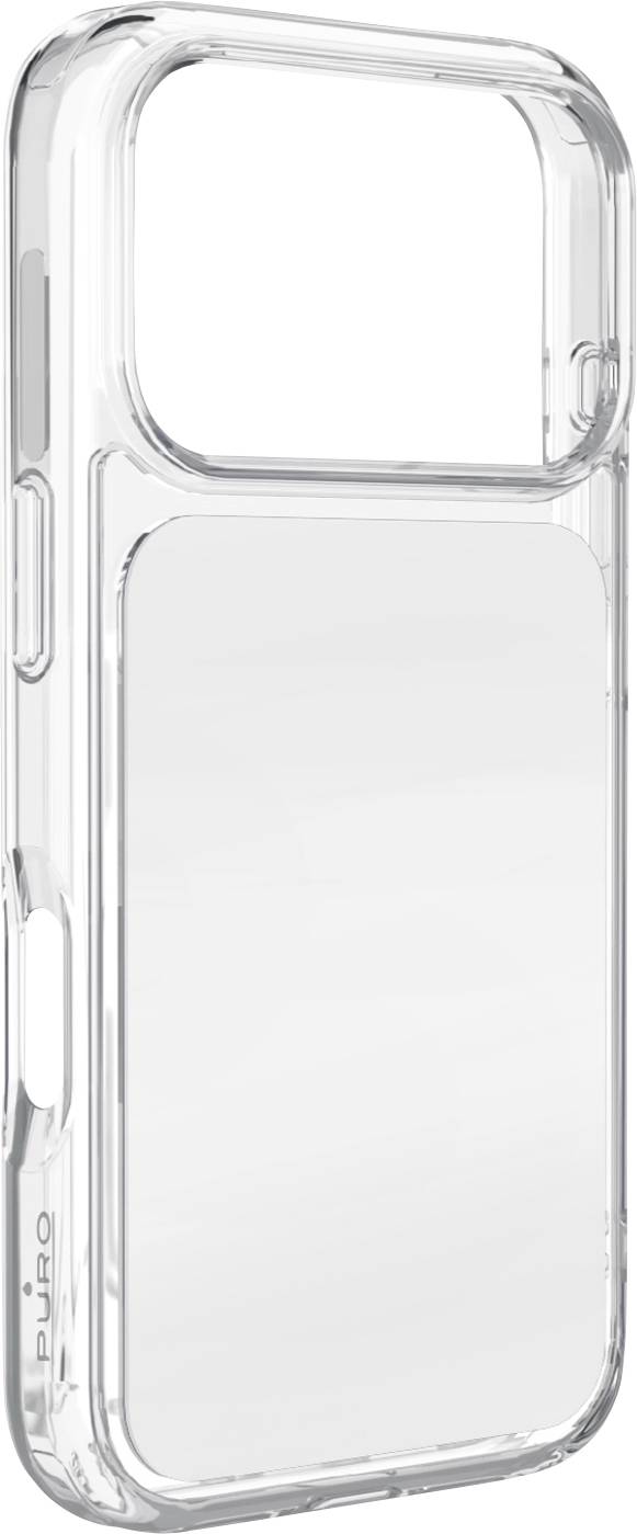 Transparente, klare Schutzhülle für Smartphones mit großem Kameraausschnitt und Öffnungen für Seitentasten, gezeigt auf einfachem weißem Hintergrund.