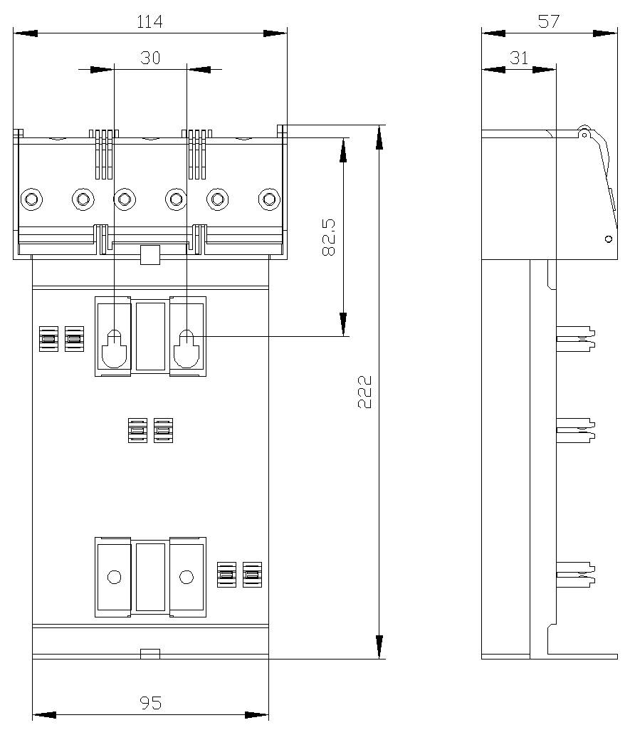 Siemens 8US29523QJ00 Sammelschienensystem 8US2, Anschlussmodul rückseitig, Klemmen einseitig Sammelschienensystem 10St.