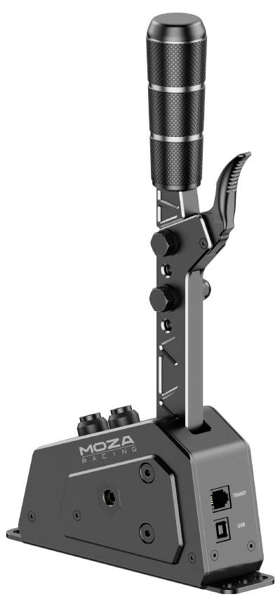 MOZA Racing Simracing-Handbremse mit vertikalem Hebel und strukturiertem Griff auf gewichteter Basis