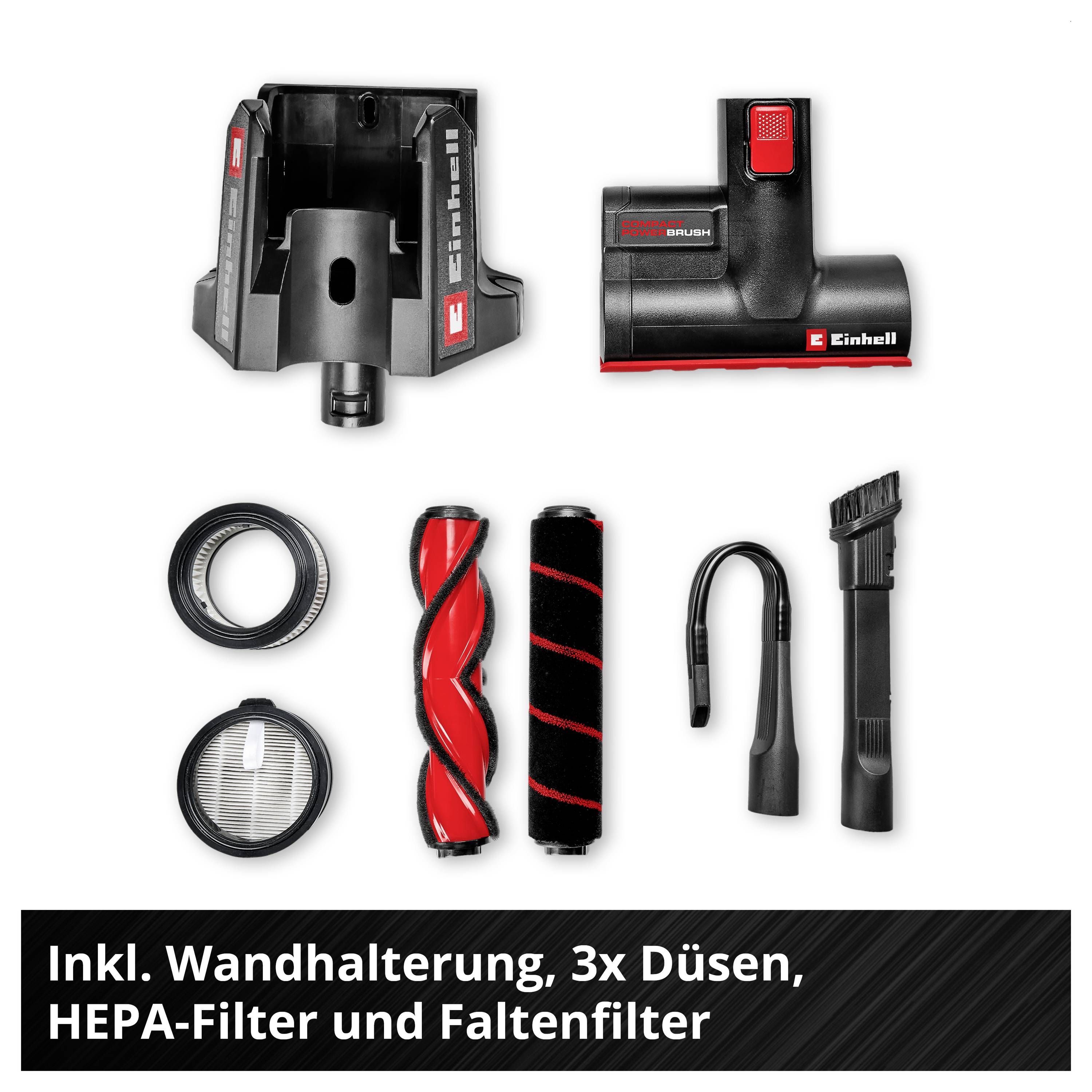 Akkustaubsauger mit LED-Display; zeigt Akku-Ladestand, Saugmodus und weitere Statusinfos.