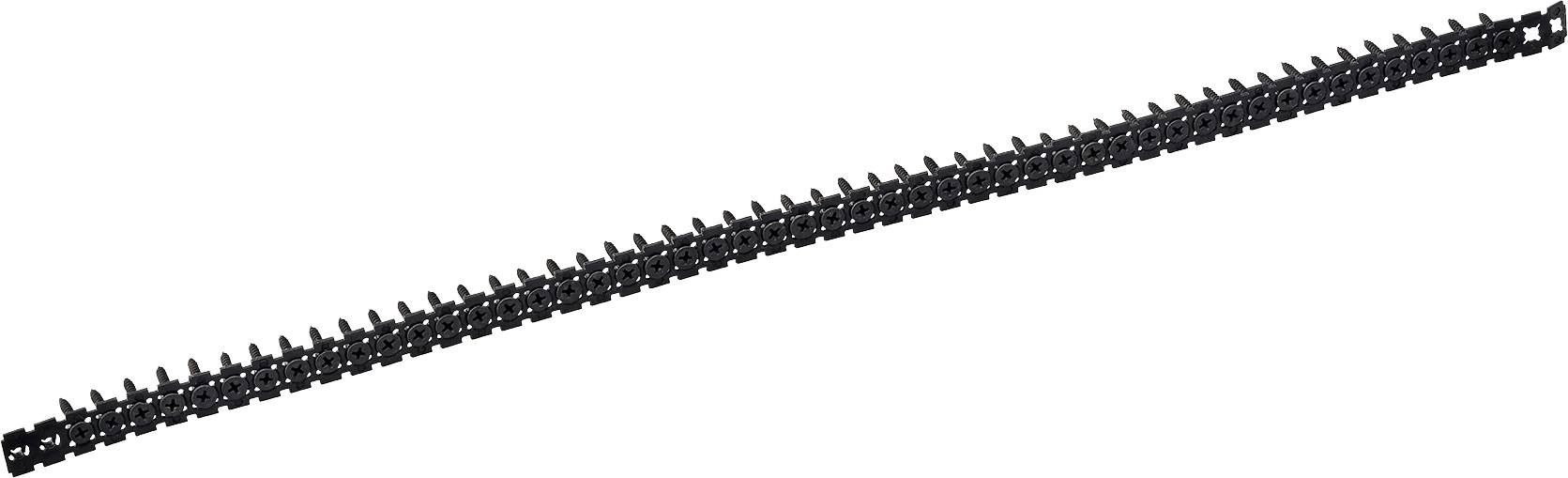 Eine lange schwarze Kunststoff-Reißverschlusskette, diagonal auf weißem Hintergrund angeordnet.