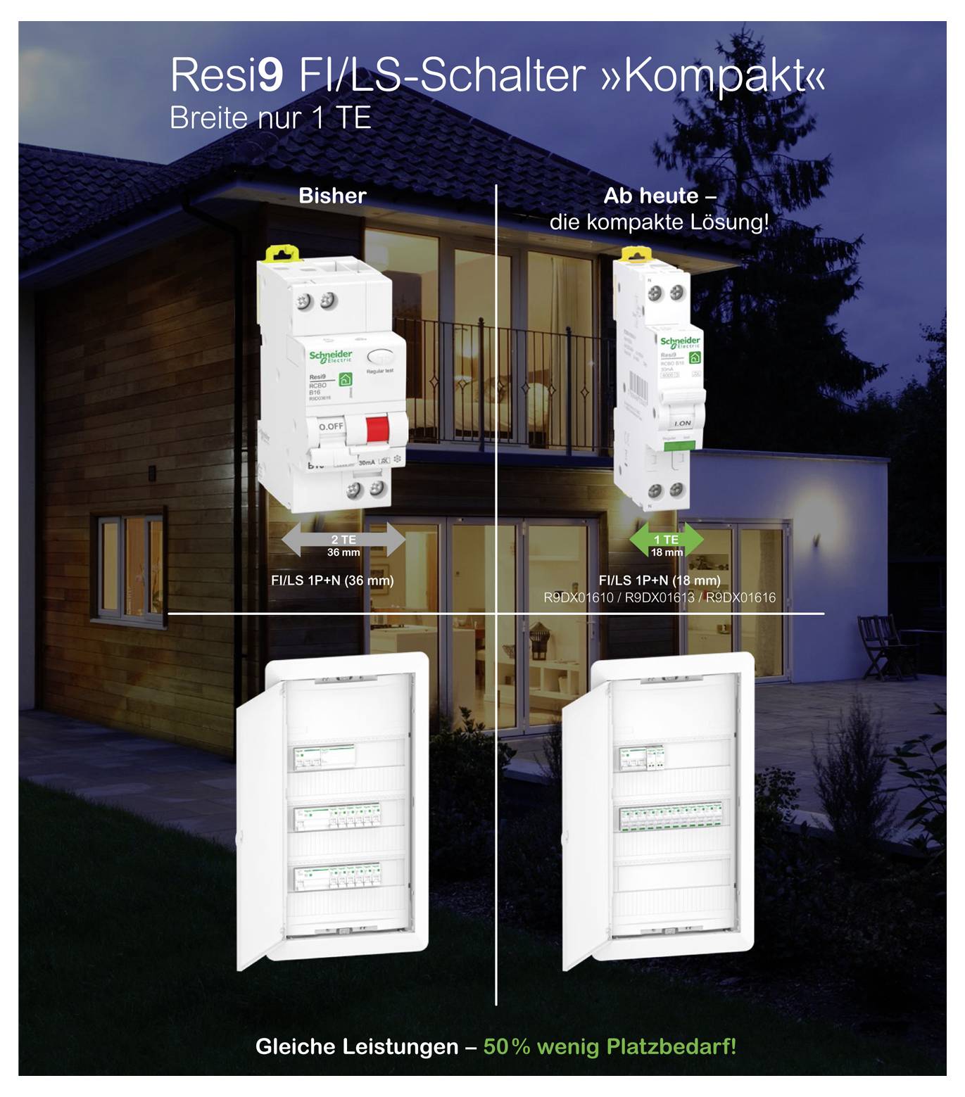 Schneider Electric R9DX01616 Fehlerstrom-Schutzschalter 16A 0.03A 230V