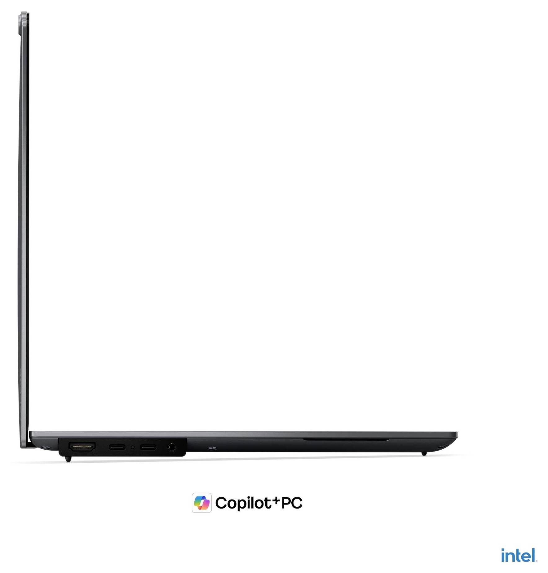 Draufsicht auf einen grauen Lenovo ThinkBook-Laptop mit eingeschaltetem Bildschirm, der Tastatur, großem Touchpad und numerischem Tastenblock zeigt.