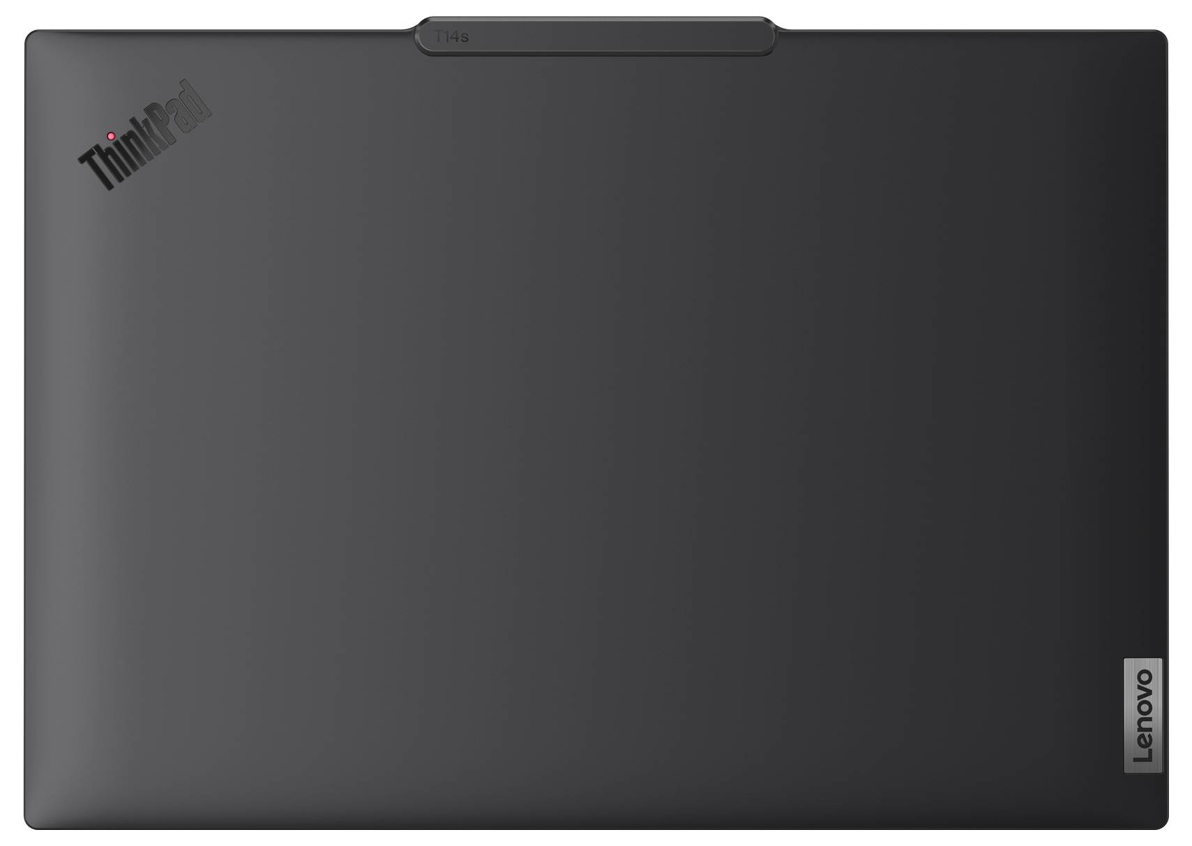 Geschlossener schwarzer Lenovo ThinkPad-Laptop mit ThinkPad-Logo oben links und Lenovo-Schriftzug auf der rechten Kante.