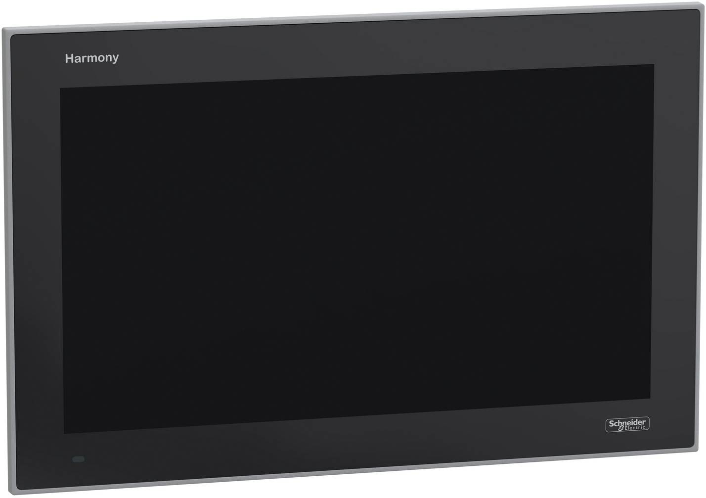 Schwarzes Schneider Electric Harmony Touchscreen-Panel mit leerem Display.