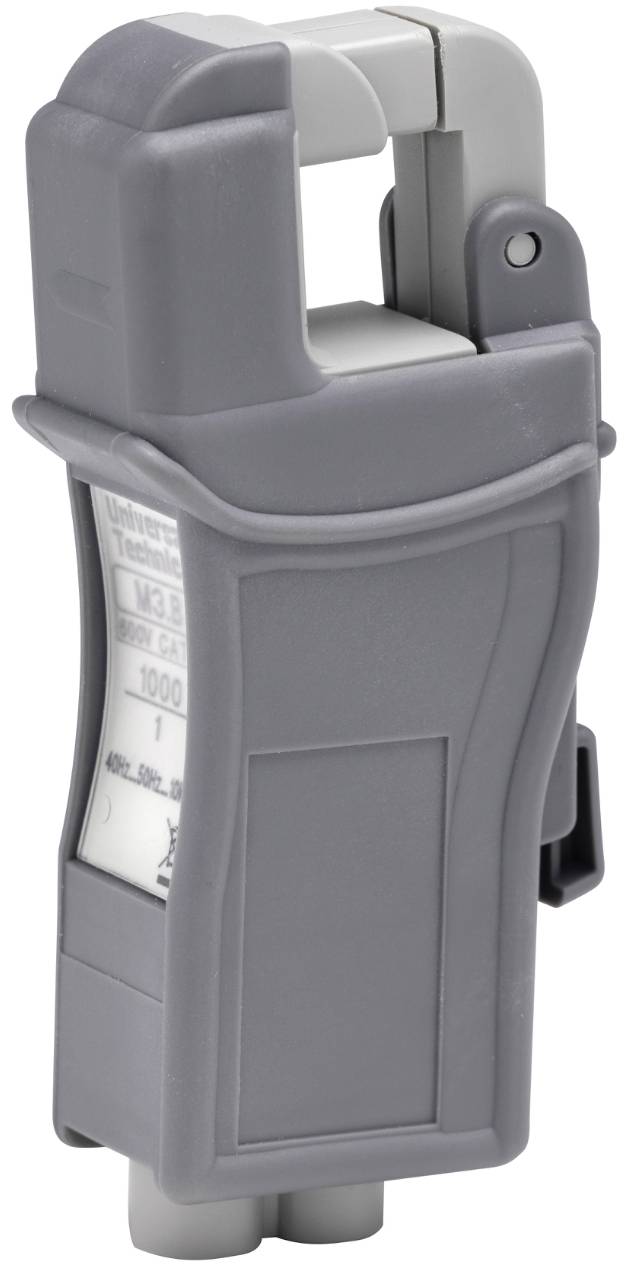 Graues tragbares digitales Zangenmultimeter mit offenen Backen und Display, gezeigt auf weißem Hintergrund.