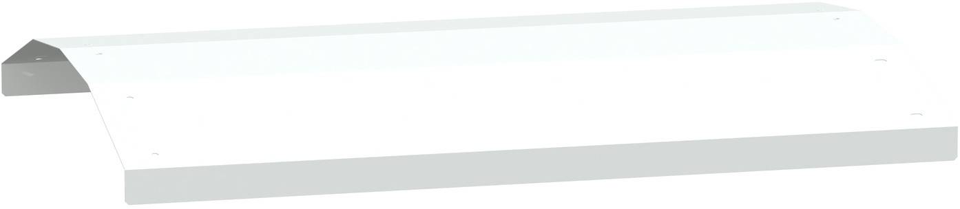 Weiße rechteckige Verpackung oder Produktbox mit hellblauem Deckel und grauer Basis, dargestellt in Perspektive auf einem neutralen Hintergrund.