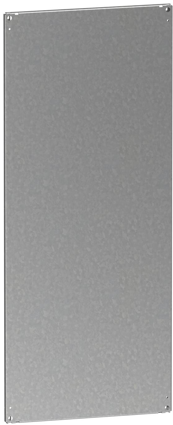 Flaches rechteckiges Metallpaneel mit vier Ecklöchern zur Montage, dargestellt auf weißem Hintergrund.