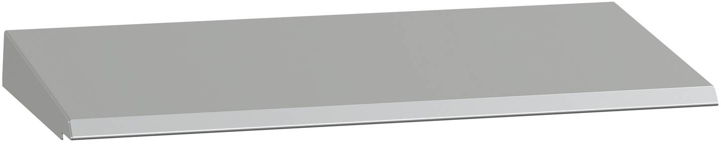 Ein geschlossener grauer Laptop, fotografiert aus einem niedrigen vorderen Winkel, wobei die dünne Kante und die silberne Einfassung betont werden.