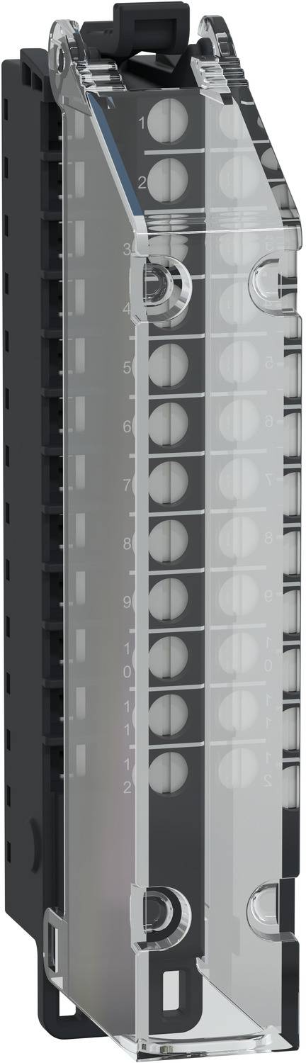 Transparentes Stromkreisunterbrecher-Modul mit nummerierter Einstellscheibe und schwarzem Montagrahmen, dargestellt als nahaufnahme Produktfoto.