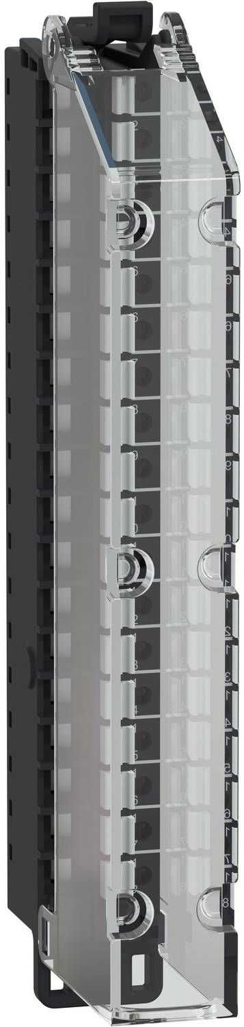 Transparente Kunststoffabdeckung auf einem grauen Industrie-Batteripack mit gestapelten rechteckigen Zellen und kreisförmigen Verschlusspunkten, die die interne Modulstruktur zeigt.