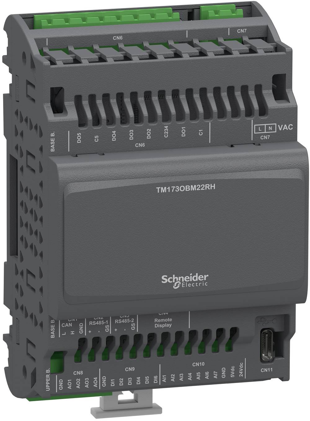 Schneider Electric TM1730BM22RH Industrie-Controllermodul mit gekennzeichneten Anschlussanschlüssen und Terminalsteckplätzen.