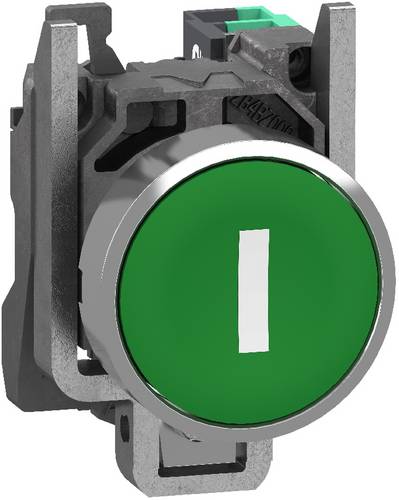 Schneider Electric XB4BA33115 Drucktaster, Harmony XB4, Metall, 22mm, grün, beschriftet I, tastend