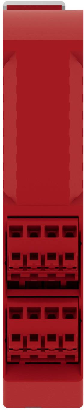 Roter Elektrostecker oder Klemmleistenblock mit mehreren Stecköffnungen auf der Vorderseite.