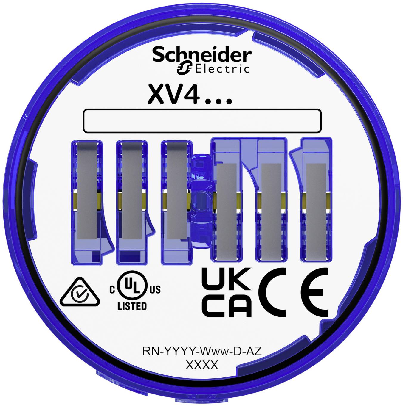 Rundes Schneider Electric XV4-Modul mit blauem Ring, Modell „XV4...