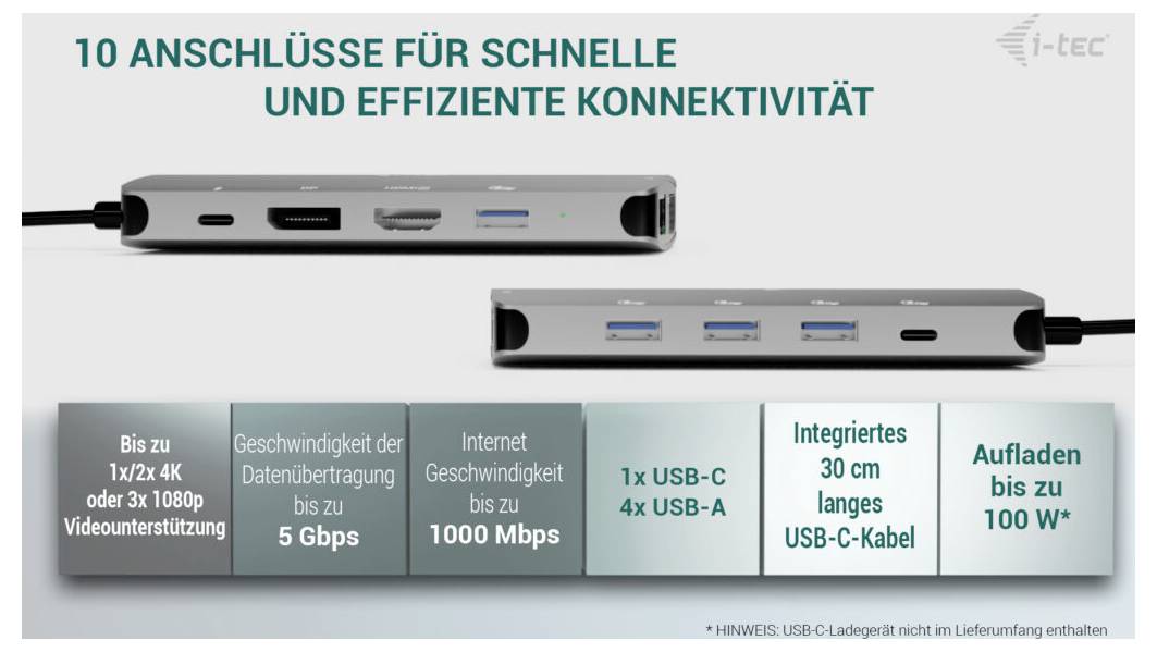I-tec Notebook Dockingstation USB-C Metal Nano 3x Display DS