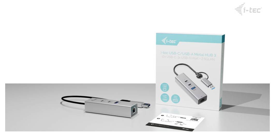 i-tec USB-Hub I-TEC USB-C/A Metal HUB 3 Port 2,5GLAN