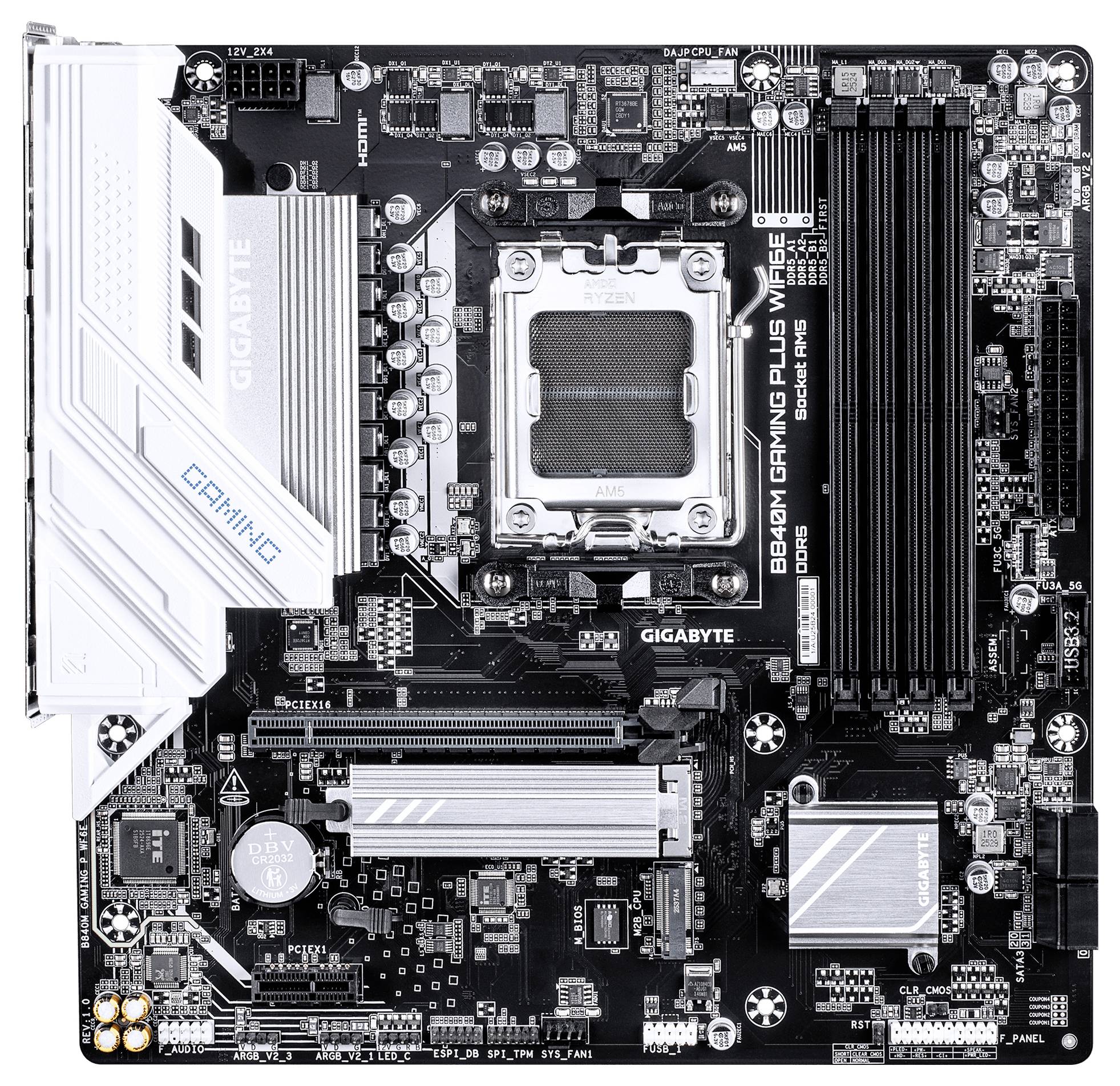 Gigabyte B840M GAMING PLUS WIFI6E Mainboard Sockel (PC) AMD® AM5 Formfaktor (Details) Micro-ATX Mainboard-Chipsatz AMD® B840