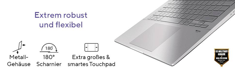 Asus Notebook 40.6 cm (16 Zoll) WQXGA X1-26-100 16 GB RAM 1 TB SSD Deutsch, QWERTZ Qualcomm Qualcomm Adreno Silber 90NB16C1-M000L0