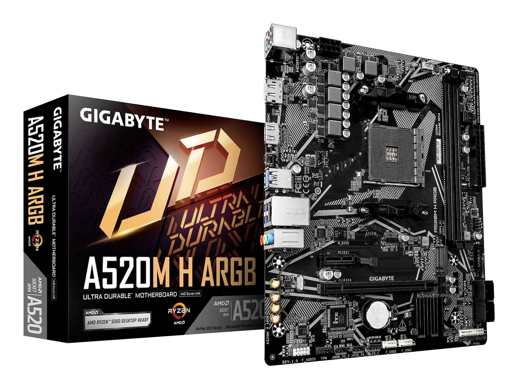 Gigabyte A520M H ARGB Mainboard Sockel (PC) AMD® AM4 Formfaktor (Details) Micro-ATX Mainboard-Chipsatz AMD® A520