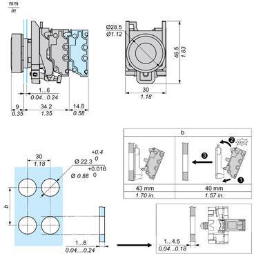 Schneider Electric XB4BA315 Drucktaster, Harmony XB4, Metall, 22mm, grün, unbeschriftet, tastend, 1S, Push-In Drucktaster 1St.