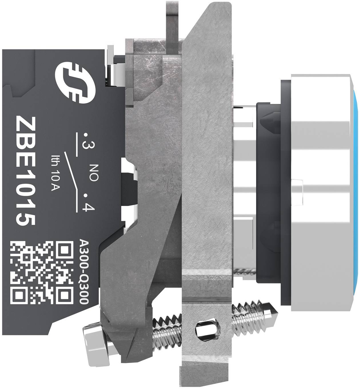 Nahaufnahme einer industriellen elektrischen Schalter-/Kontaktanordnung mit der Bezeichnung „ZBE1015