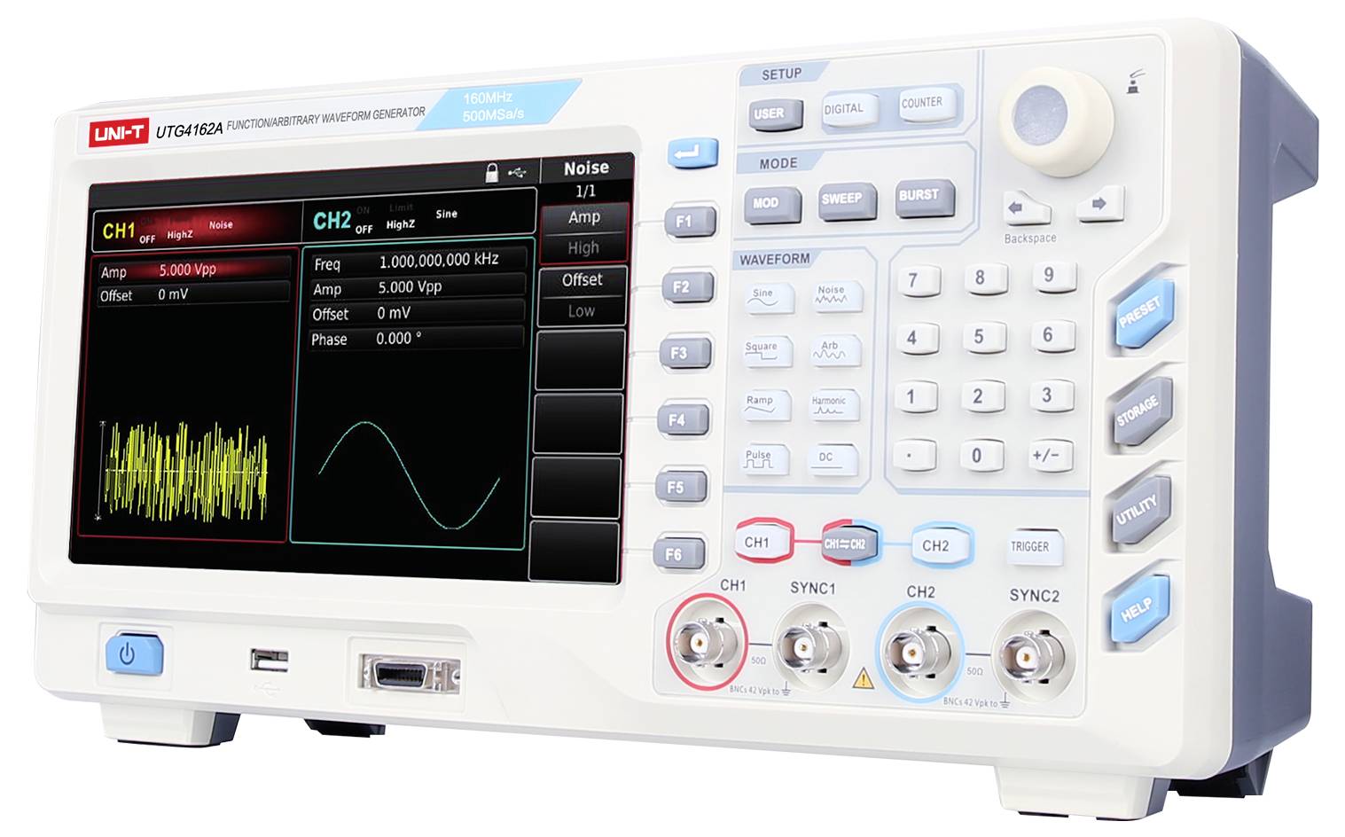 Uni-T UTG4162A Funktionsgenerator netzbetrieben 1 µHz - 160MHz 2-Kanal Arbiträr
