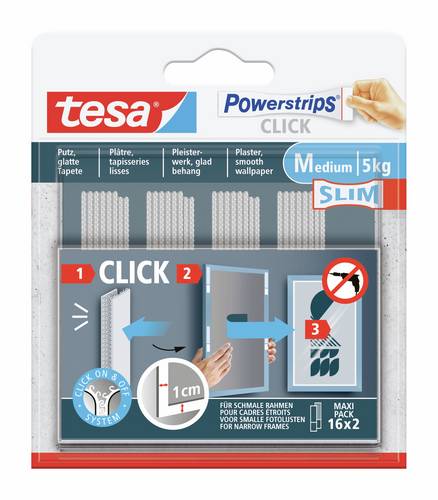 Tesa Powerstrips CLICK Powerstrips CLICK Slim - Klett-Klebepads zum An- und Abklicken von Bild