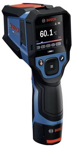 Bosch tragbares Infrarot-Thermometer mit einer Temperaturanzeige von 60,1°C auf seinem digitalen Display.