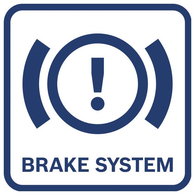 Bremsystem-Warnindikator-Symbol mit Ausrufezeichen in einem Kreis, das eine Warnung des Fahrzeugbremssystems anzeigt.