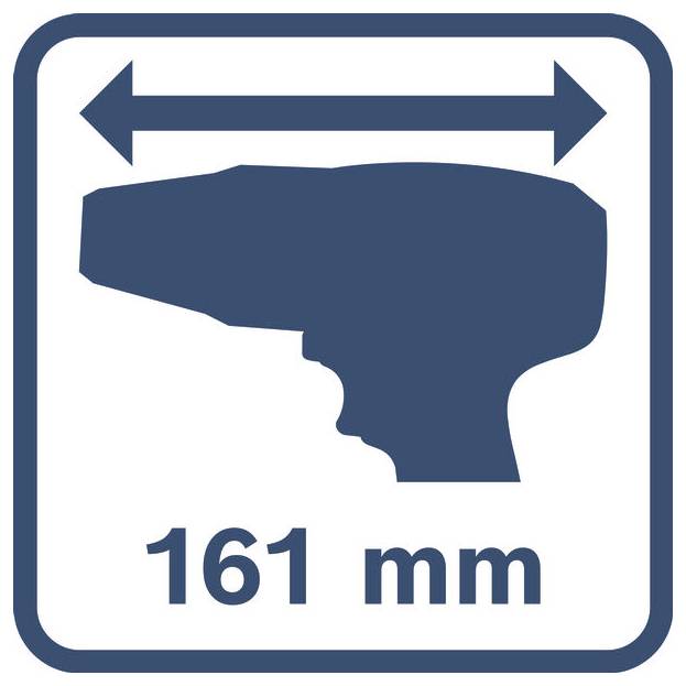 Symbol eines Bohrers mit der Bezeichnung „161 mm
