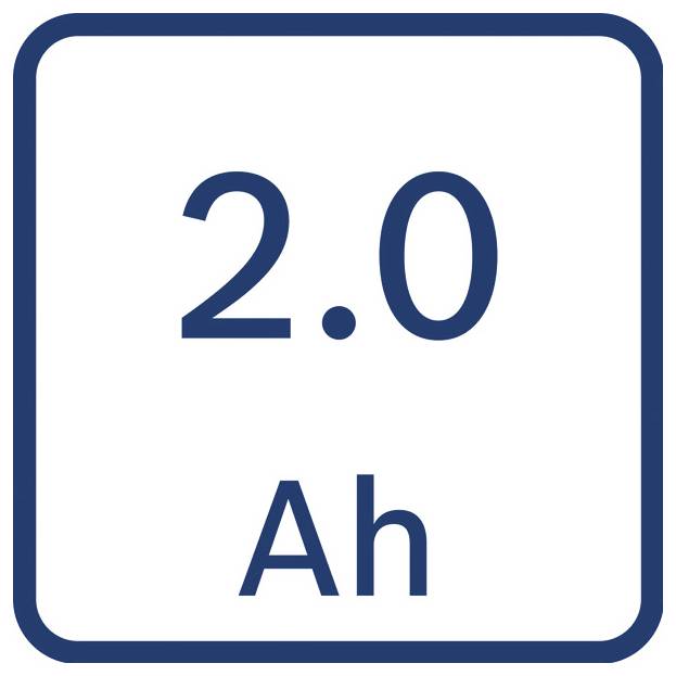 Batteriekapazität-Symbol mit „2,0 Ah